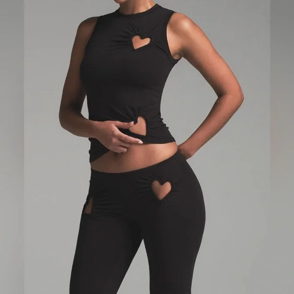 SKIMS - Valentines Heart Cotton Blend Jersey Set Small Top & XS Pants - Picture 2 of 11